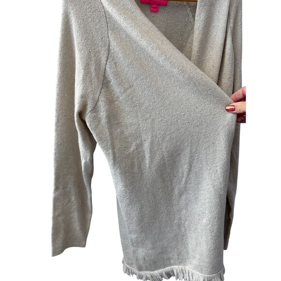 Lilly Pulitzer Plus Tatum Sequined Cardigan Sweater Coconut Metallic Size XXL - Picture 7 of 10